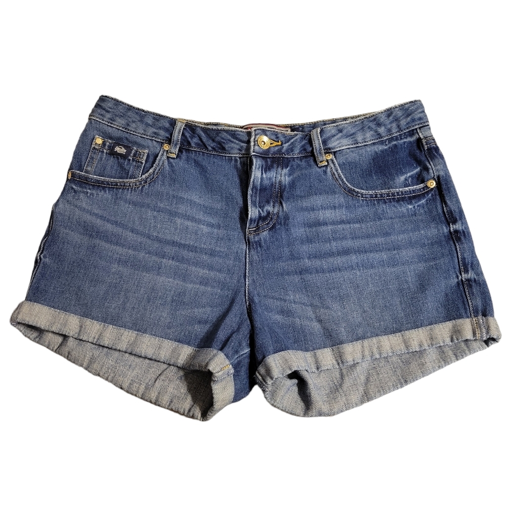 Superdry Button Fly Cuffed Hem Denim Shorts